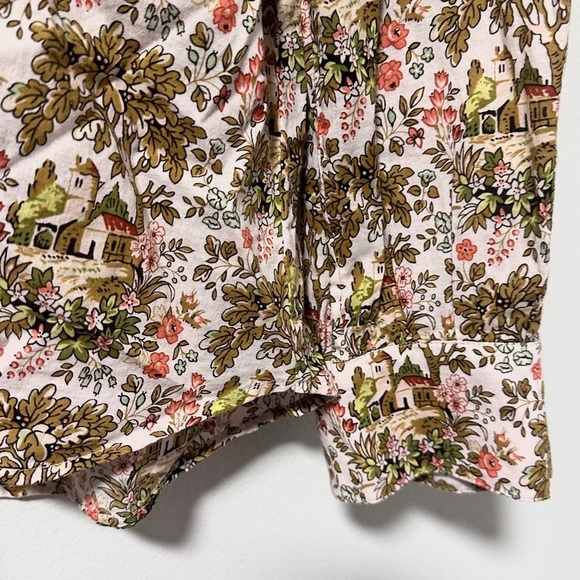 Talbots Tuscan Villa Print Blouse Ruffle Button Neckline Women’s Sz Large Spring - Picture 11 of 15